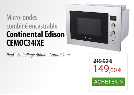 Micro-ondes combiné encastrable Continental Edison CEMOC34IXE